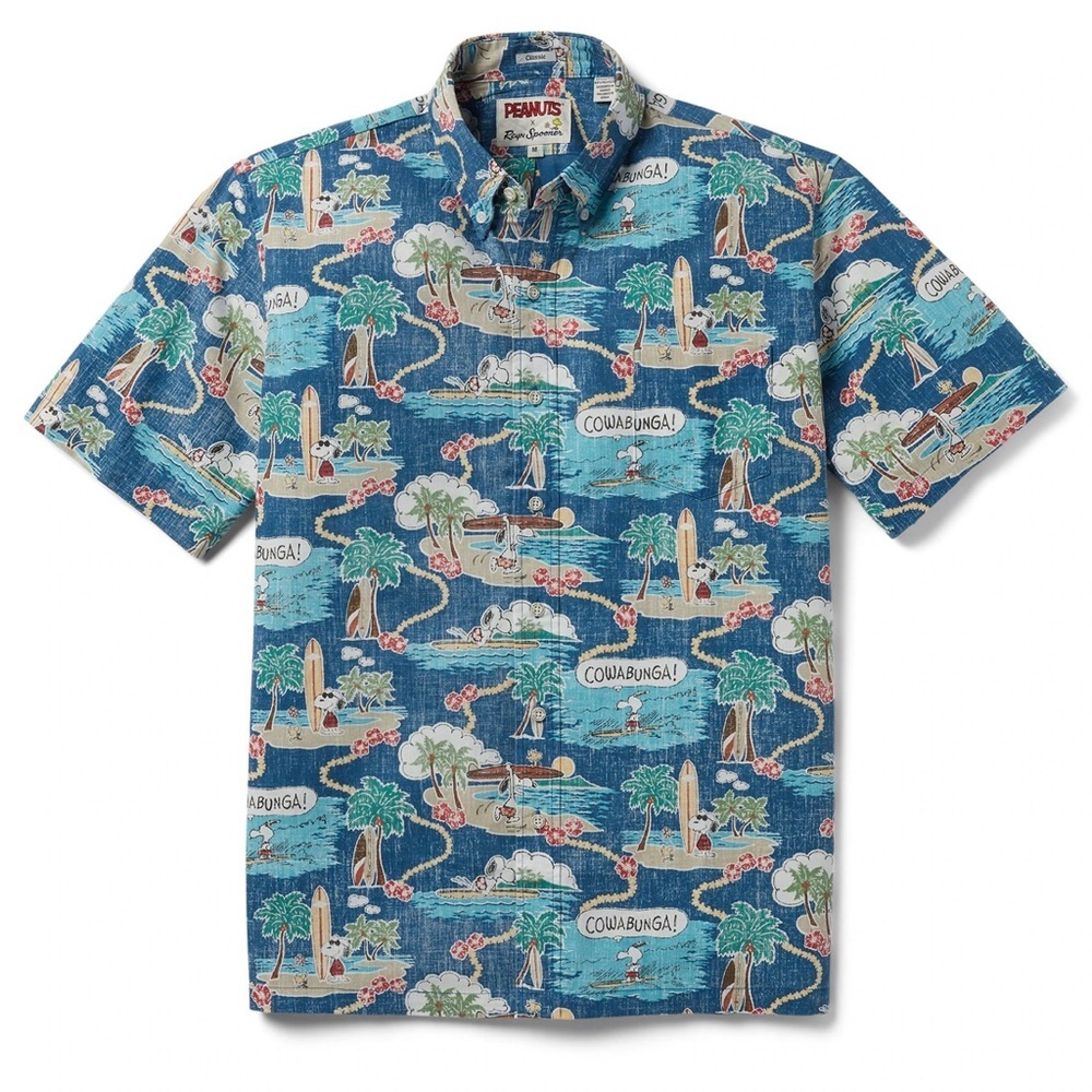 PEANUTS x Reyn Spooner Limited Edition Surfin’ Snoopy Aloha Shirt Button Front L